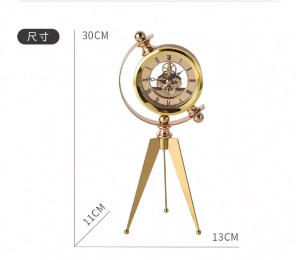 luxury decorative table clock with golden spherical design and triple base luxury decorative table clock with golden spherical design and triple base