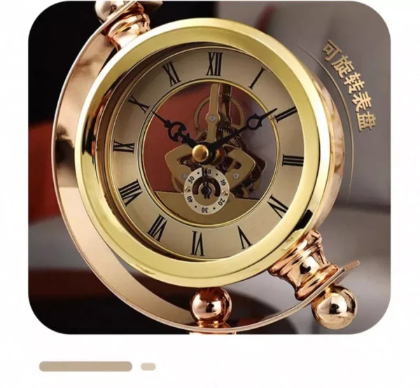 luxury decorative table clock with golden spherical design and triple base luxury decorative table clock with golden spherical design and triple base