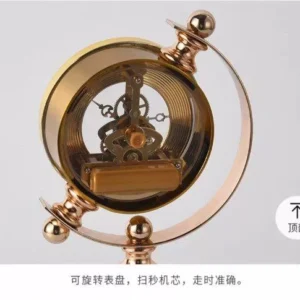 luxury decorative table clock with golden spherical design and triple base