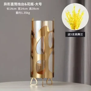luxury glass vase with golden metal frame – modern elegant design