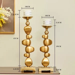 luxury gold metal candle holder set – modern pebble inspired design