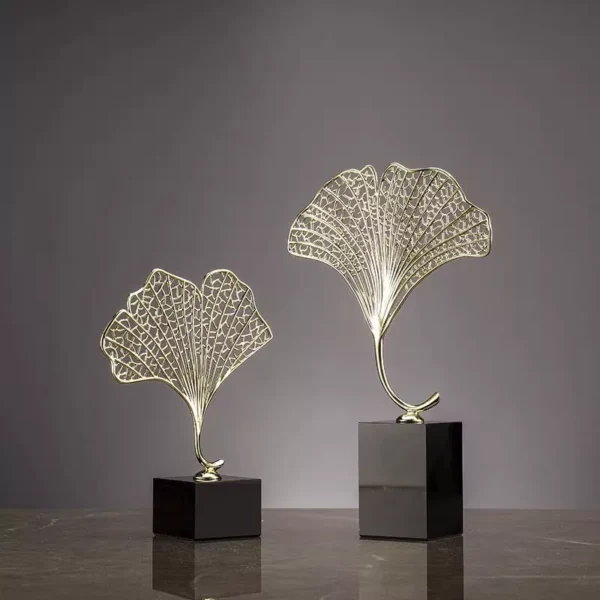 luxury golden leaf metal decor set with marble base – elegant modern design luxury golden leaf metal decor set with marble base – elegant modern design