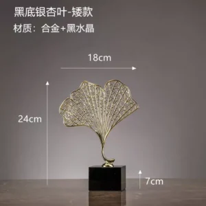 luxury golden leaf metal decor set with marble base – elegant modern design