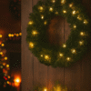 lighted christmas wreath – natural pine design with warm led glow