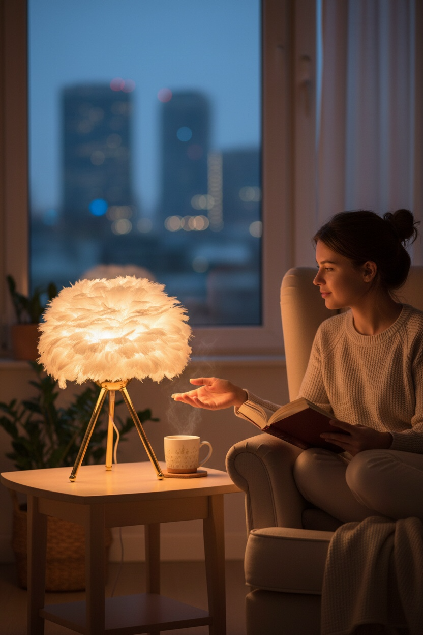 feather glow luxe lamp – luxury feather table lamp with golden tripod base feather glow luxe lamp – luxury feather table lamp with golden tripod base