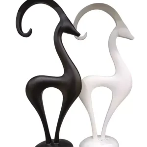abstract deer sculptures – elegant black & white pair