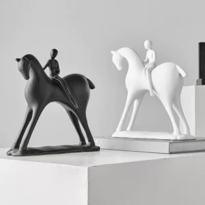 abstract horse sculptures – elegant black & white duo