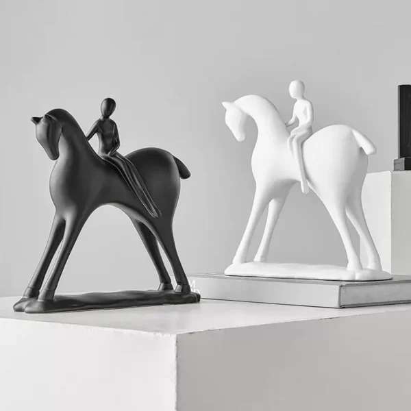 abstract horse sculptures – elegant black & white duo abstract horse sculptures – elegant black & white duo