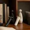 Abstract Reading Figures Sculpture Elegant Black White Duo 00 100x100
