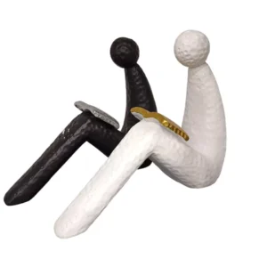 abstract reading figures sculpture – elegant black & white duo