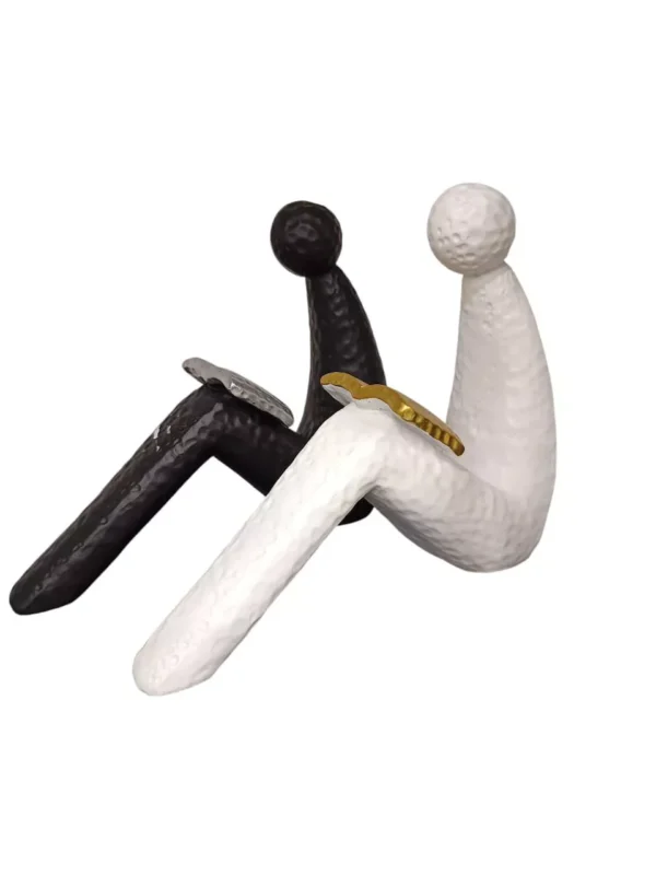abstract reading figures sculpture – elegant black & white duo abstract reading figures sculpture – elegant black & white duo