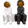 abstract space sculptures – black & white duo with golden face accents