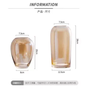 amber tinted transparent glass vase set – two sizes