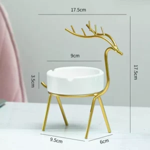 ceramic ashtray in gold deer frame – artistic elegance with functional luxury