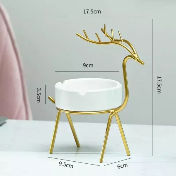 ceramic ashtray in gold deer frame – artistic elegance with functional luxury ceramic ashtray in gold deer frame – artistic elegance with functional luxury