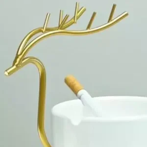 ceramic ashtray in gold deer frame – artistic elegance with functional luxury