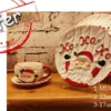 christmas 3 piece set – white santa mug with large and small plates featuring ho ho ho design