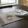 christmas burlap table mat set hand embroidered rustic designs in multiple festive styles 00