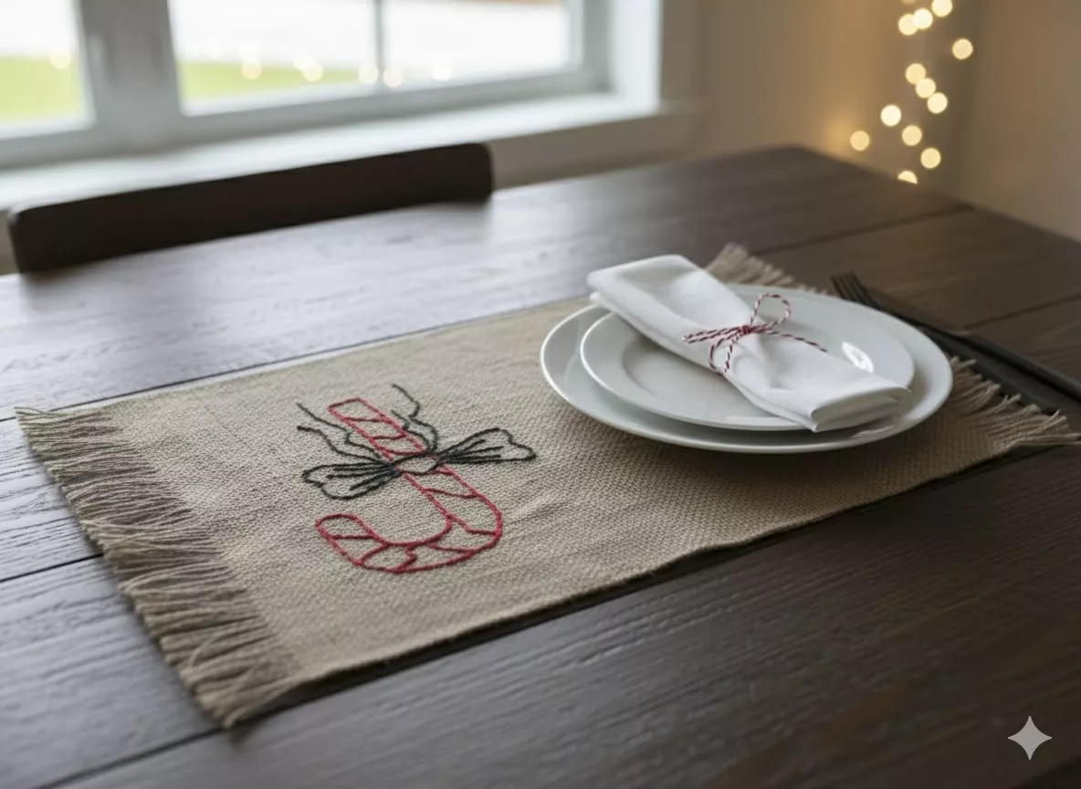 christmas burlap table mat set hand embroidered rustic designs in multiple festive styles 00 christmas burlap table mat set hand embroidered rustic designs in multiple festive styles 00