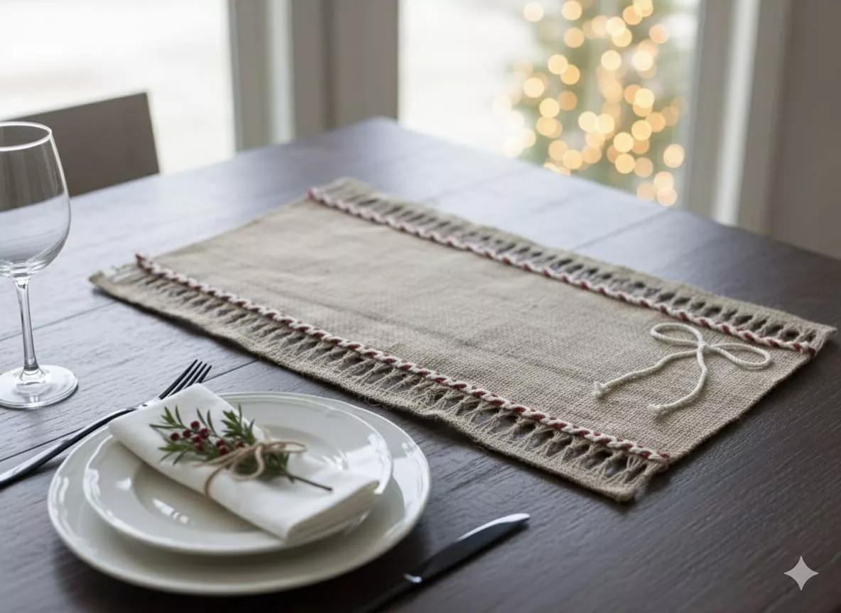 christmas burlap table mat set hand embroidered rustic designs in multiple festive styles 01 christmas burlap table mat set hand embroidered rustic designs in multiple festive styles 01