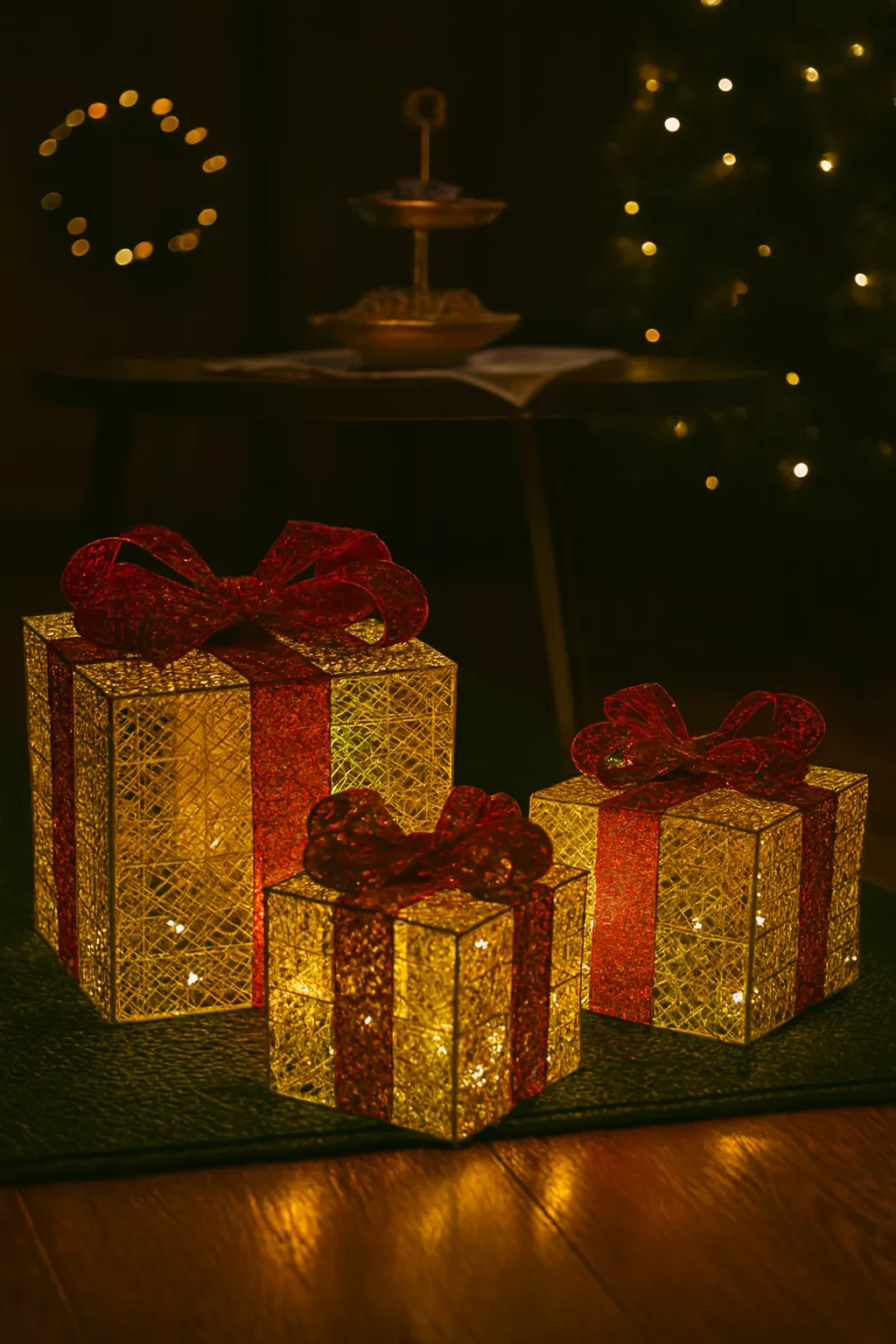 christmas gift box décor – golden wire trio christmas gift box décor – golden wire trio