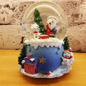 christmas snow globe decoration – polar bear scene with festive tree and snowy base
