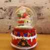 christmas snow globe decoration – santa and white bear on festive red base