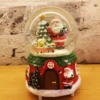 christmas snow globe decoration – santa with tree on snowy house base