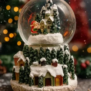 christmas snow globe decoration winter village scene with festive details 00