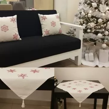 christmas tablecloth cushion set hand embroidered designs in multiple festive styles 02 christmas tablecloth cushion set hand embroidered designs in multiple festive styles 02