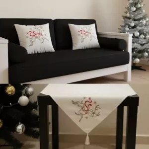 christmas tablecloth cushion set hand embroidered designs in multiple festive styles 03