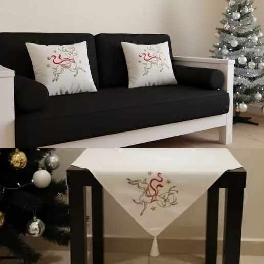christmas tablecloth cushion set hand embroidered designs in multiple festive styles 03 christmas tablecloth cushion set hand embroidered designs in multiple festive styles 03