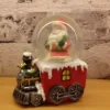 christmas train snow globe – charming santa sleigh ornament with festive elegance