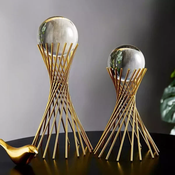elegant glass sphere on twisted gold base – modern artistic decor elegant glass sphere on twisted gold base – modern artistic decor