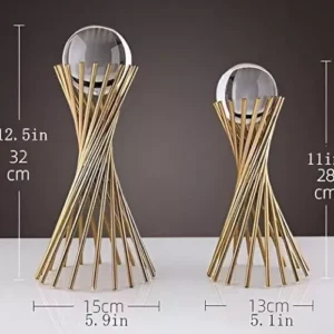 elegant glass sphere on twisted gold base – modern artistic decor
