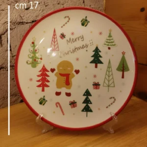 festive christmas plate – cheerful design with tree, gifts, and merry christmas message