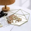 geometric mirror base decorative tray – elegant gold design in two sizes