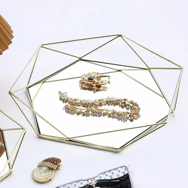 geometric mirror base decorative tray – elegant gold design in two sizes geometric mirror base decorative tray – elegant gold design in two sizes