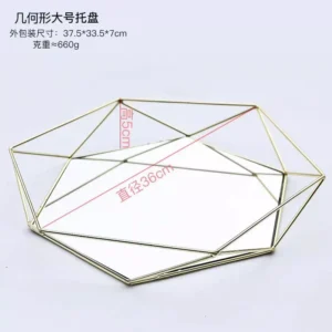 geometric mirror base decorative tray – elegant gold design in two sizes