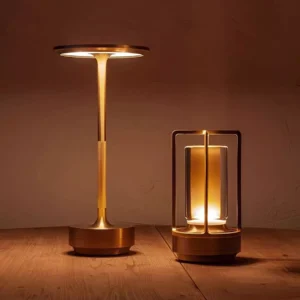 gold led desk lamp with touch control – rechargeable modern design