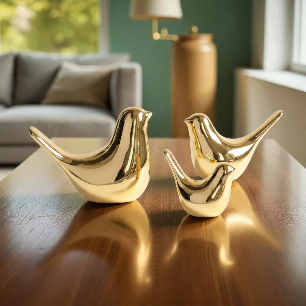 golden decorative bird figurine set – three sizes golden decorative bird figurine set – three sizes