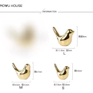 golden decorative bird figurine set – three sizes
