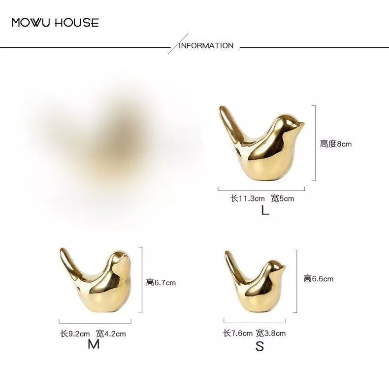 golden decorative bird figurine set – three sizes golden decorative bird figurine set – three sizes