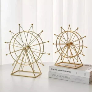golden ferris wheel decor elegant geometric sculpture with optional lighting 00