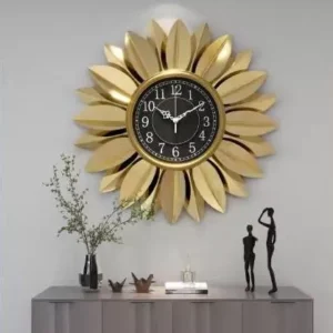 golden sunflower wall clock – 60 cm