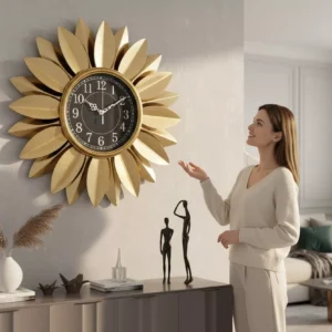 golden sunflower wall clock – 60 cm