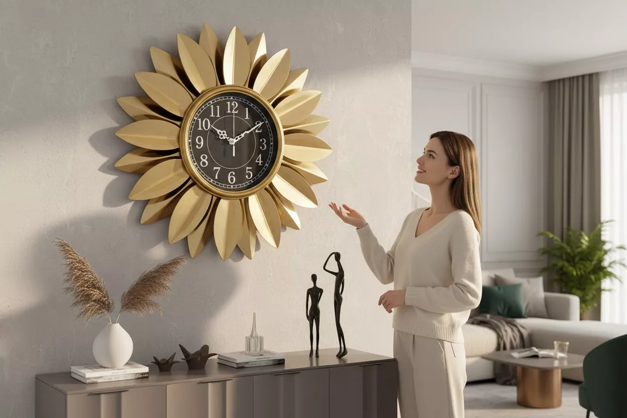 golden sunflower wall clock – 60 cm golden sunflower wall clock – 60 cm