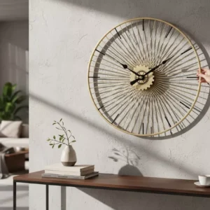 golden wheel artistic wall clock