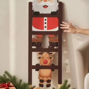 santa & reindeer ladder decoration – playful hanging piece full of holiday cheer