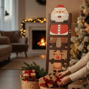 santa & reindeer ladder decoration – playful hanging piece full of holiday cheer
